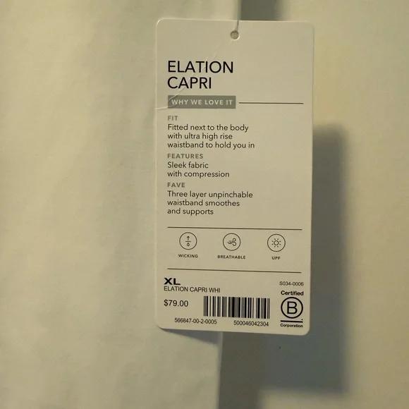 NWT Athleta High-Rise Elation White Capri Leggings, Size XL - Picture 7 of 11